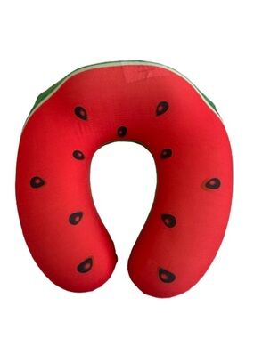 Kids Watermelon Red Green & Black Travel Soft Foam Neck Pillow - Comfort Design